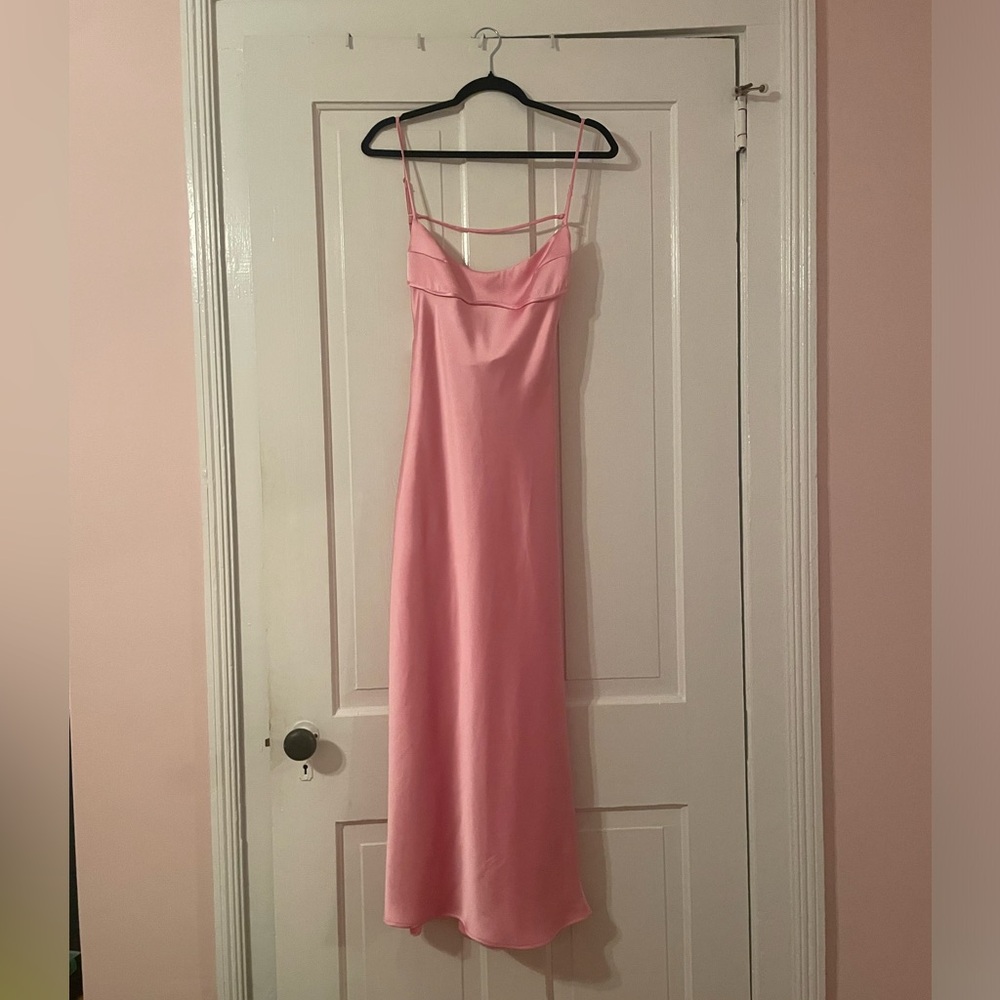 NWT small Zara pink satin midi dress